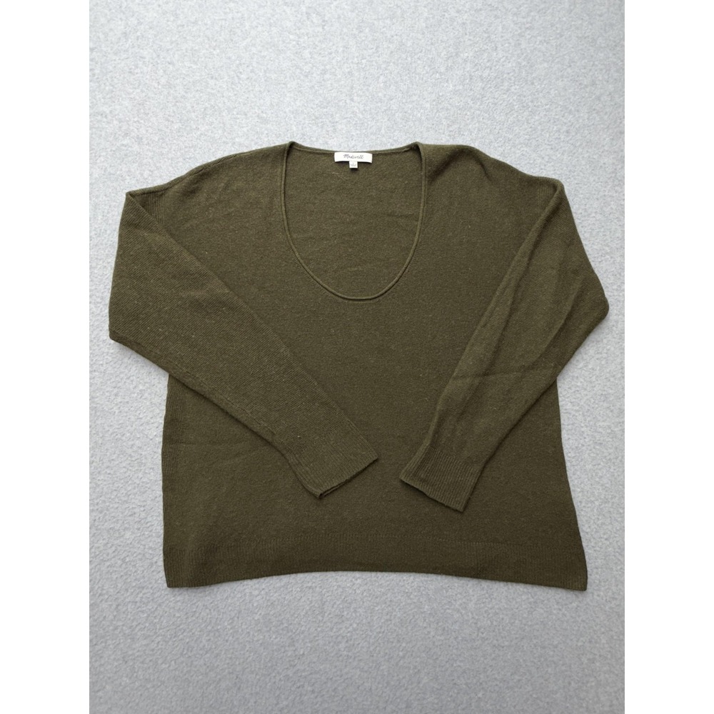 Madewell‎ Sweater Womens Large Green Merino Alpaca Blend Scoop Neck Pullover